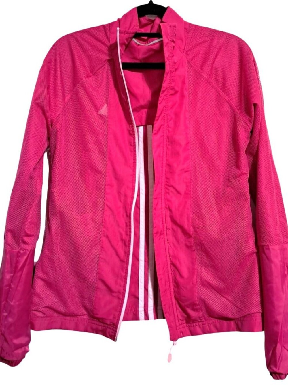 Y2K Adidas Windbreaker Zip Jacket Womens Size S Pink Polyester Activewear Lightw - Picture 8 of 11